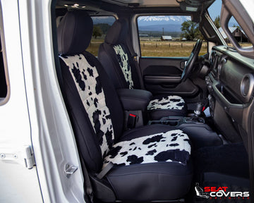 Animal velour custom seat covers in Black Cow