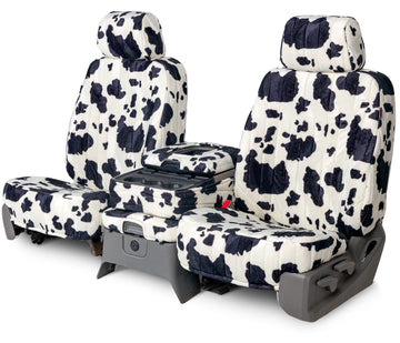 Animal velour custom seat covers in Black Cow