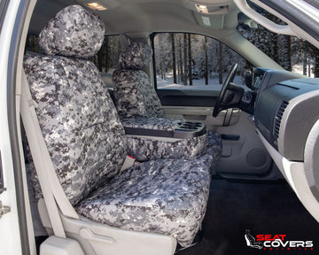 Digital camouflage custom seat covers in Grey