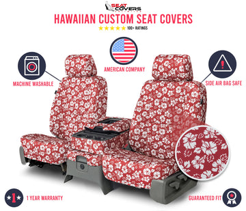 Neo-hawaiian custom seat covers in Full Red Pattern