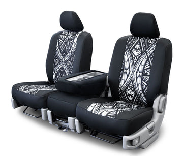 Tribal polynesian custom seat covers in Poly-Tribal Black