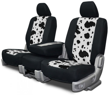 Animal velour custom seat covers neo cow black front seat in Neo Cow Black