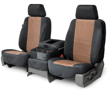 Dorchester custom seat covers black and taupe front seat in Black and Taupe