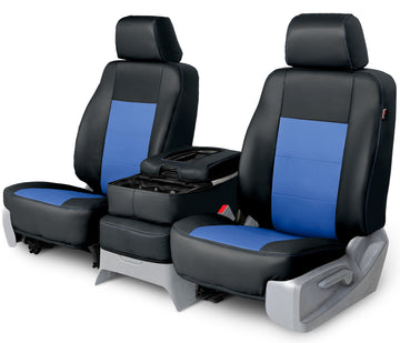 Leatherette custom seat covers black and blue middle seat in Black and Blue