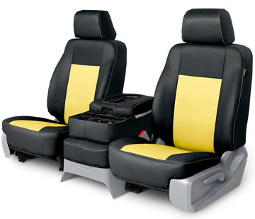 Leatherette custom seat covers black and yellow middle seat in Black and Yellow
