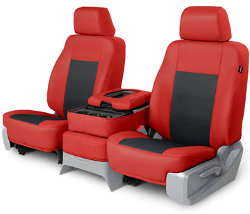 Leatherette custom seat covers red and black rear seat in Red and Black