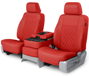 Leatherette quilted custom seat covers all red diamond stitching rear seat in All Red Diamond Stitching