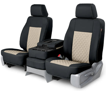 Leatherette quilted custom seat covers beige hexagon stitching middle seat in Beige Hexagon Stitching