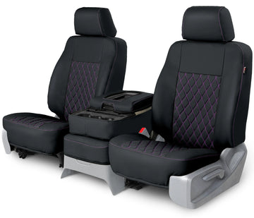 Leatherette quilted custom seat covers black with pink diamond stitching middle seat in Black with Pink Diamond Stitching