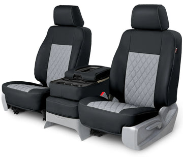 Leatherette quilted custom seat covers silver diamond sitching middle seat in Silver Diamond Sitching
