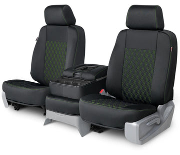 Neo-sport quilted custom seat covers black with lime green diamond stitching middle seat in Black with Lime Green Diamond Stitching
