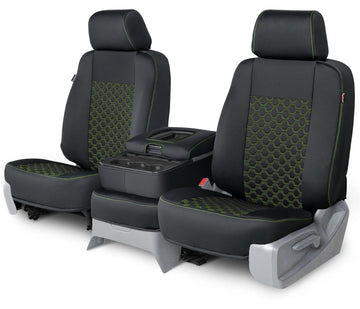Neo-sport quilted custom seat covers black with lime green hexagon stitching middle seat in Black with Lime Green Hexagon Stitching
