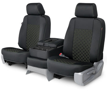 Neo-sport quilted custom seat covers black with military green hexagon stitching middle seat in Black with Military Green Hexagon Stitching