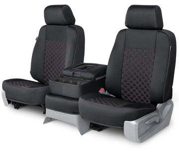 Neo-sport quilted custom seat covers black with pink hexagon stitching middle seat in Black with Pink Hexagon Stitching