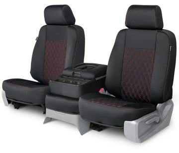 Neo-sport quilted custom seat covers black with red diamond stitching middle seat in Black with Red Diamond Stitching