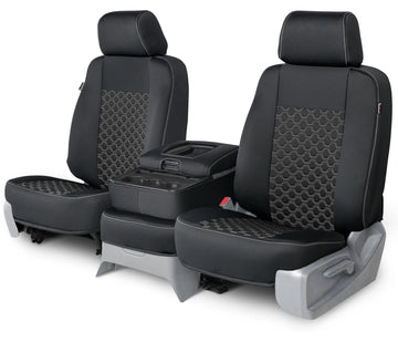 Neo-sport quilted custom seat covers black with white hexagon stitching middle seat in Black with White Hexagon Stitching