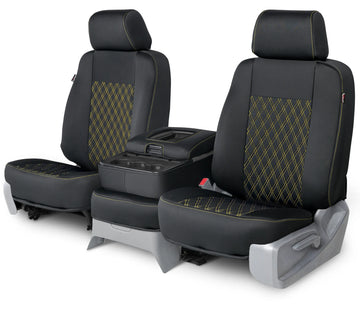 Neo-sport quilted custom seat covers black with yellow diamond stitching middle seat in Black with Yellow Diamond Stitching