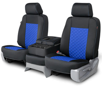 Neo-sport quilted custom seat covers blue hexagon stitching middle seat in Blue Hexagon Stitching