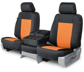 Neo-sport quilted custom seat covers orange diamond stitching middle seat in Orange Diamond Stitching