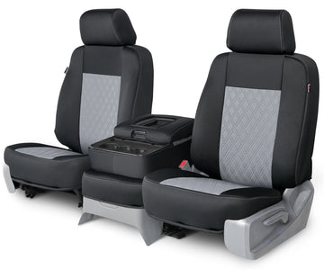 Neo-sport quilted custom seat covers silver diamond stitching front seat in Silver Diamond Stitching