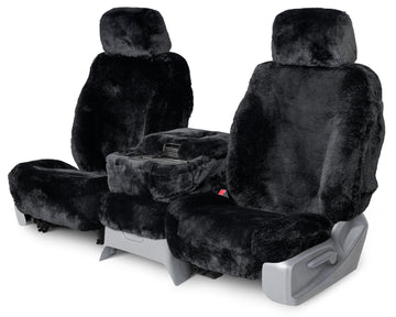 Sheepskin custom seat covers black rear seat in Black