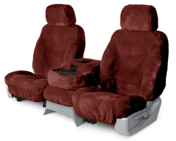 Sheepskin custom seat covers burgundy rear seat in Burgundy