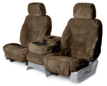 Sheepskin custom seat covers coffee rear seat in Coffee