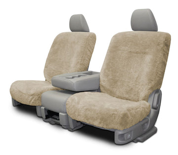 Sheepskin custom seat covers oyster rear seat in Oyster
