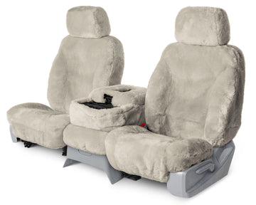 Sheepskin custom seat covers silver rear seat in Silver