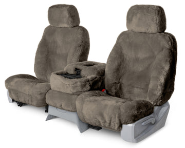 Sheepskin custom seat covers steel rear seat in Steel
