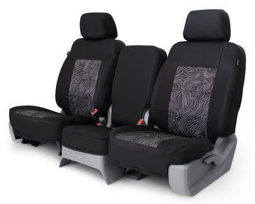 Trailhead custom seat covers black and topography rear seat in Black and Topography