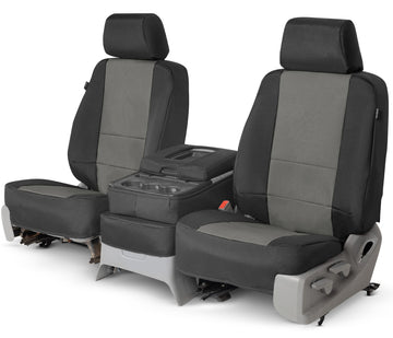 Two tone canvas custom seat covers black and charcoal front seat in Black and Charcoal