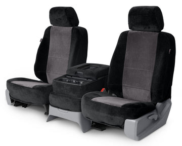 Two tone velour custom seat covers black and charcoal middle seat in Black and Charcoal