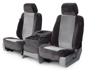 Two tone velour custom seat covers charcoal and silver middle seat in Charcoal and Silver