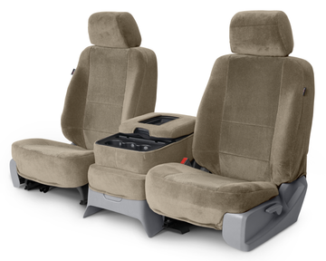 Two tone velour custom seat covers taupe middle seat in Taupe